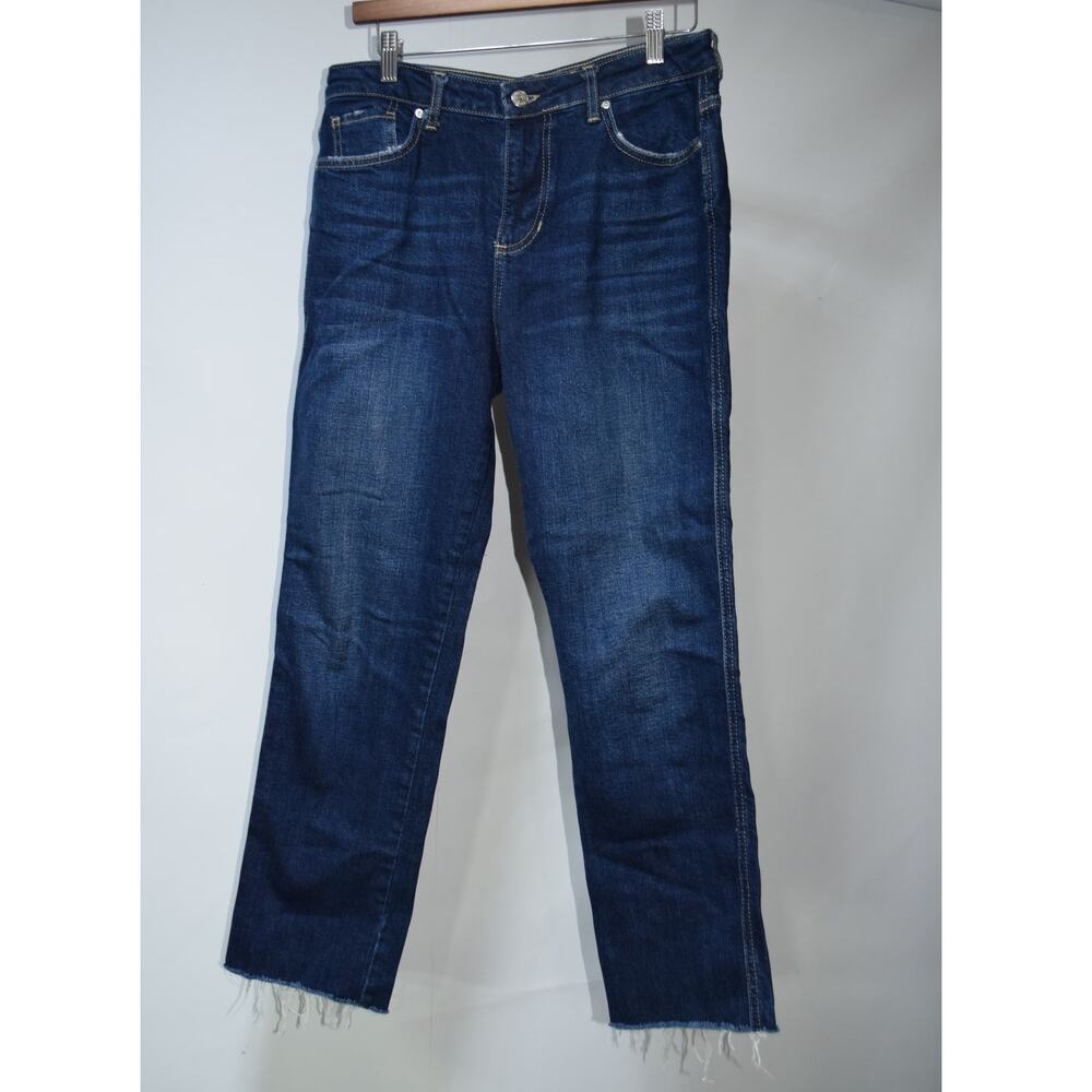 Free People FP Raw Hem Straight Leg Jeans Women’s 27 Dark Wash High Rise